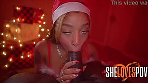 Santa gift fucks tiny ebony teen Mena Carlisle.
