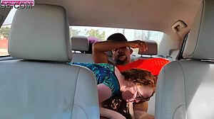 Locked in Car with Stranger for Intense Interracial Creampie and Oral Action