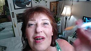 dawnskye1962 solo smoking and teasing her silly curvy body