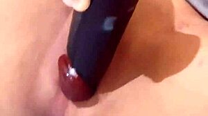 the milf masturbates with toys, cumming hard on her vagina