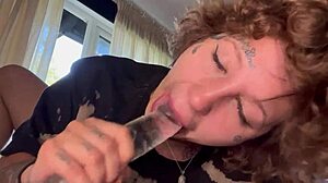 Tatted Girl Gives Rough Blowjob Until She Cries