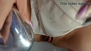 Blonde Pees and Washes Pussy in Bath Close-Up