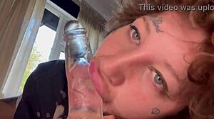 Tatted Girl Gives Rough Blowjob Until She Cries