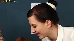 i'm the uniformed ginger cfnm babe tugging in this erotic police group session