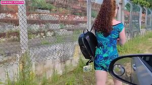 Locked in Car with Stranger for Intense Interracial Creampie and Oral Action