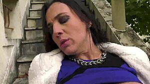 Brunette Sucks Cock for Facial in Front of House!