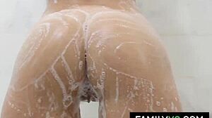 Taboo doggystyle with hot Latina stepsis Jasmine Vega, bent over for hardcore blowjob.