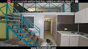 Sexy Blonde Teen Elena Muze Gives Handjob To Big Black Cock