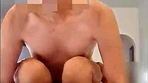 watching pam hotwife as schoolgirl, banging without condom while husband can't resist joining