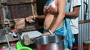 Wife enjoys long kitchen fuck with husband