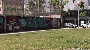 I'm Handcuffed Blonde Suckin Dicks Outdoor in Bondage