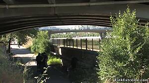 I'm Handcuffed Blonde Suckin Dicks Outdoor in Bondage