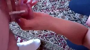 The femdom mistress finally unlocks your chastity device after bondage play