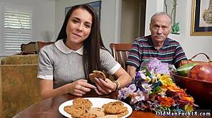 Czech old man rides teen hard