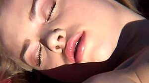 Solo teen April masturbates outdoors with petite frame.