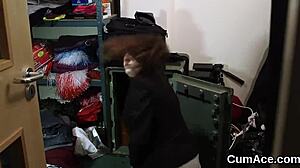 Nasty honey receives intense bukkake cumshot on face, eating all semen pov