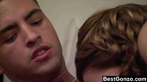 Passionate Babe Teases and Makes Him Finish in Her Mouth on Sofa