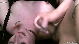 Two Babes Tease In Gangbang Bukkake Party