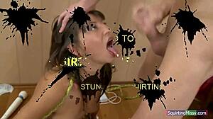 Russian babe squirts hard during intense anal pounding session