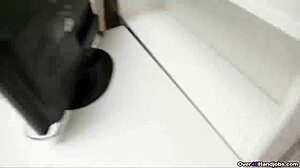 Mature milf gives pov handjob to big cock