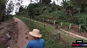 Amateur teen 18+ couple rides elephant in Thailand then bangs hard after trip