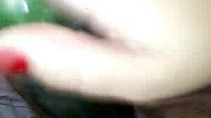 Claudia is having fun with her big cucumber, you know?