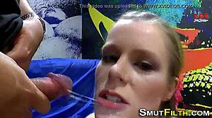 Bukkake Drenched Ho Takes Big Cock Blowjob And Facial