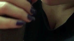 Close up lipstick blowjob on big black cock