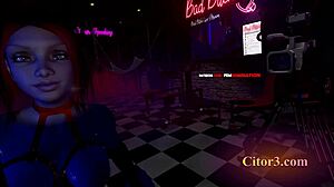 In Citor3 VR game, femdom mistress in latex gives handjob leading to cum in mouth twice