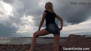 sweet sarah kimble shows pussy closeup at beach pov 😍