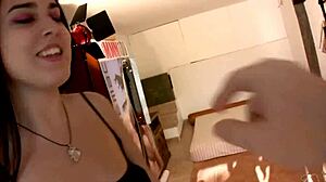 Beautiful Shapely Young 18+ Brunette Hunts for Cock on Street