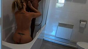 Milf Slut Enjoys BBC in Bathroom Cuckold Scene.