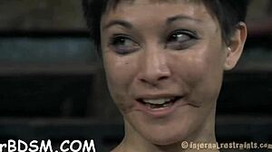 Bound Brunette Uses Toys Roughly