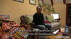 Amateur Black Student Moaning on Sofa During Monster Cock Casting Interview