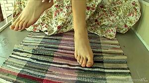Anais Masturbates Pussy and Feet with Feather Touch