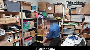 Guard fucks detained thief Taylor May in shop