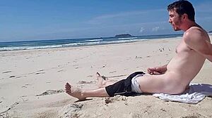 Gay Guy Jerks Off Publicly On The Beach