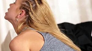 petite blonde rides massive black cock hard