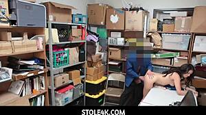 Guard fucks detained thief Taylor May in shop