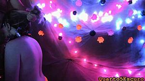 Gaby celebrates at the neon party with wedding vibes and blonde charm