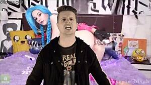 Rapper screams while fucking purple bitch in anal jinx cosplay, making her squirt with her big tits bouncing