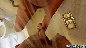 asiansexdiary girl casually narrates fucking her big dick bf in shower with hairy pussy