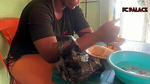 Trade by Barter with Beautiful Ebony in Restaurant.