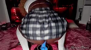 I got extra lesson with big ass black girl ridding 10 inch dildo