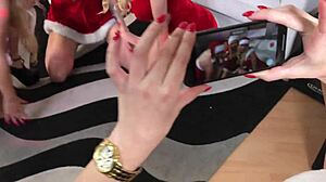 a very happy christmas party in santa claus costumes & big ass surprises