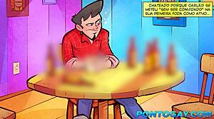 young guy sucked two cocks and got fucked intensely