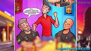 young guy sucked two cocks and got fucked intensely