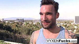 sexy vyxen steel lets him shoot his load all over her massive tits