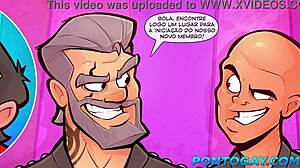 young guy sucked two cocks and got fucked intensely