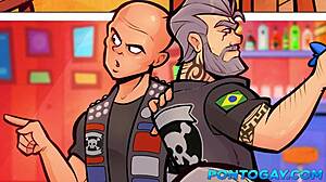 young guy sucked two cocks and got fucked intensely